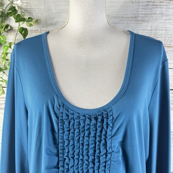 Chadwicks Dress size Extra Large Teal Slinky Stretch Peasant Stretch Modest Boho - Picture 6 of 16